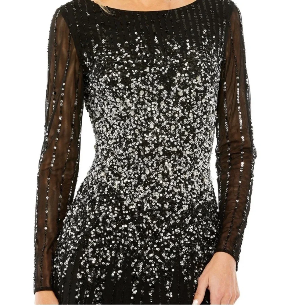 Elegant Black Sequin Evening Gown - Picture 3 of 11